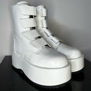 Current Mood white Velcro platforms